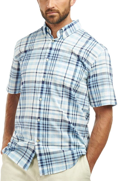 Barbour Hartley Regular Fit Plaid Short Sleeve Button-down Shirt In Blue