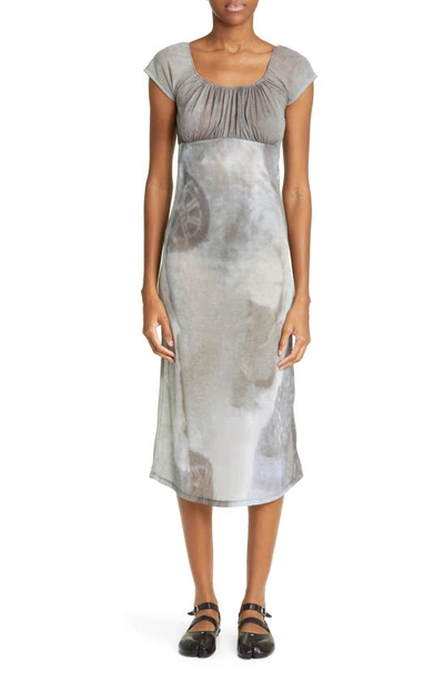 Paloma Wool Flip Sheer Cap Sleeve Organic Cotton Blend Midi Dress In C/201 Light Grey
