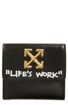 OFF-WHITE JITNEY LIFE'S WORK QUOTE LEATHER FRENCH WALLET