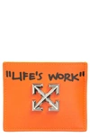 OFF-WHITE JITNEY LIFE'S WORK QUOTE SIMPLE LEATHER CARD CASE