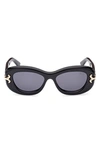 Pucci 52mm Geometric Sunglasses In Shiny Black / Smoke