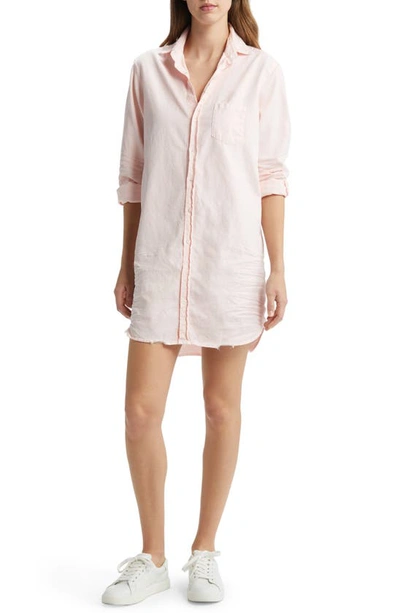 Frank & Eileen Mary Long Sleeve Tattered Cotton Denim Shirtdress In Pink Pearl