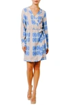 Ciebon Rachelle Long Sleeve Wrap Minidress In Blue Multi