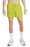 Nike Men's Stride Dri-fit 5" Brief-lined Running Shorts In Bright Cactus/moss