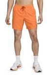 Nike Men's Stride Dri-fit 7" Brief-lined Running Shorts In Bright Mandarin/dark Russet