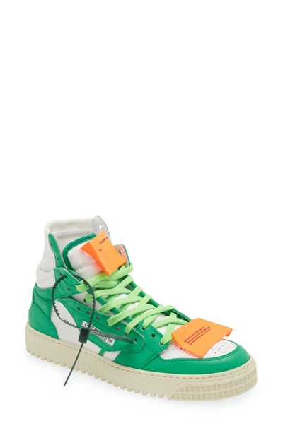 Off-white 3.0 Off Court Leather And Canvas Trainers In White,green