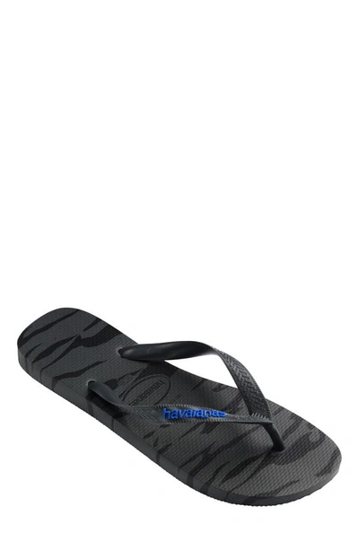 Havaianas Top Camo Flip Flop In Black/ Black/ Blue