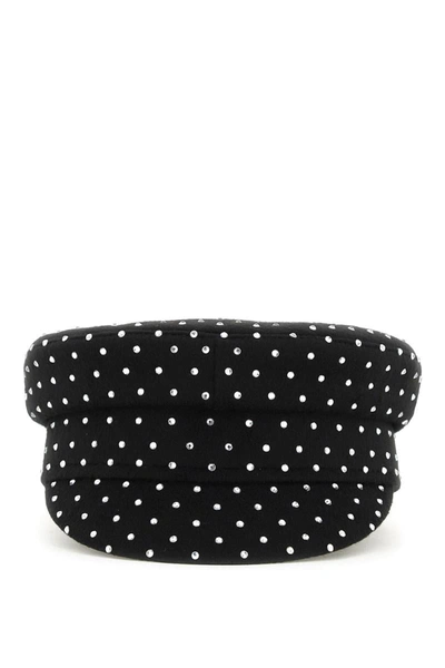 Ruslan Baginskiy All-over Rhinestone- Embellished Wool Baker Boy Hat In Black