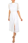 Julia Jordan Geo Print Puff Sleeve Midi Dress In Ivory
