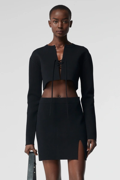 Altuzarra Zalika Lace-up Knitted Cropped Cardigan In Black