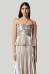 Altuzarra Justin Halterneck Lamé Top In Silver