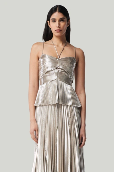 Altuzarra Justin Halterneck Lamé Top In Silver