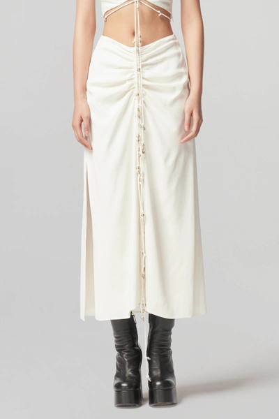 Altuzarra Safia Embellished Ruched Silk-blend Crepe Midi Skirt In Ivory