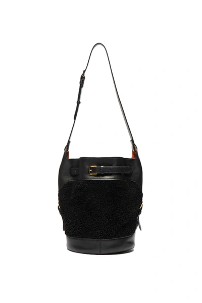 Altuzarra Play Buckled Suede-trimmed Leather Bucket Bag In Black