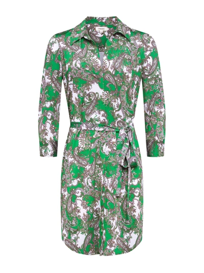 L Agence Paisley Addison Shirtdress In Grass Green Multi Small Paisley