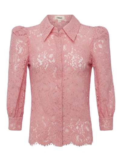 L Agence Andrea Lace Button-front Blouse In Rose Tan