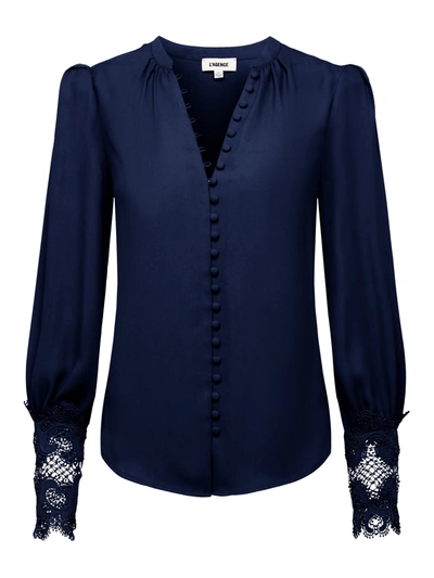 L'agence Ava Lace Cuff Blouse In Midnight