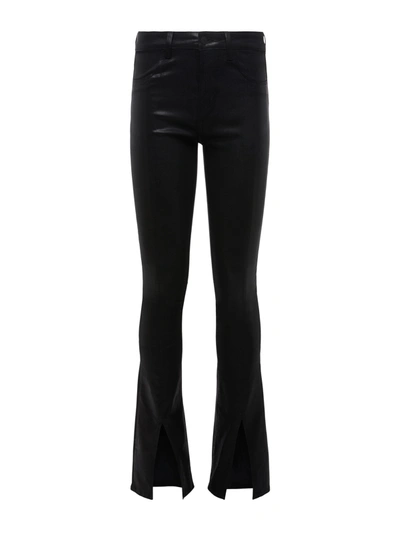 L Agence Beatrix Coated High-rise Flared Jeans In Black