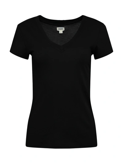 L'agence Becca Cotton V-neck Tee In Black