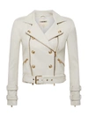 L Agence Billie Belted Leather Moto Jacket In Ivory