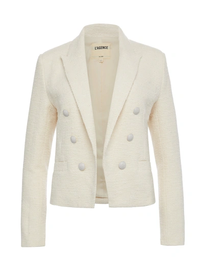 L Agence Brooke Tweed Blazer In Ecru