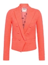 L Agence L'agence Brooke Double Breasted Cropped Tweed Blazer In Bright Orange/je Taime