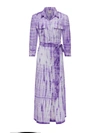 L Agence Cameron Linen Long Shirtdress In Orchid Bamboo