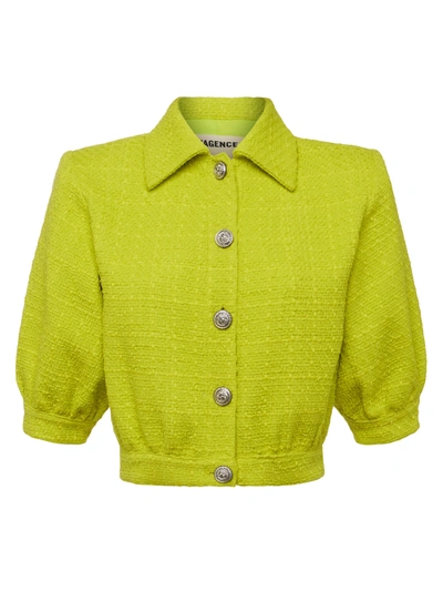 L Agence Cove Crop Short Sleeve Jacket Lime 00