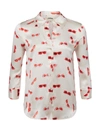 L Agence Dani 3/4 Sleeve Blouse Vint Wht Mlt Heart Sunglasses Xs In Vintage White Multi Heart Sunglasses