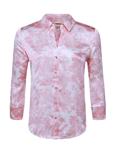 L Agence Dani Button-front Silk Blouse In Rose Tan Multi Tropical Toile