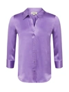 L Agence Dani Silk Satin 3/4-sleeve Button-down Blouse In Orchid
