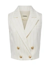 L Agence Fable Striped Double Breasted Vest In Ecru/gold