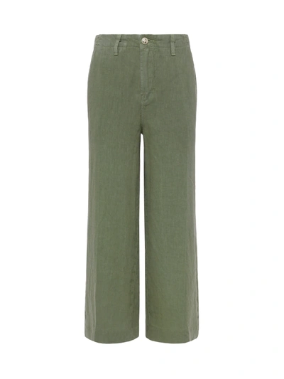 L Agence Henderson Crop Wide Leg Linen Pants In Soft Army