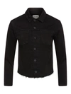 L Agence L'agence Janelle Slim Raw Hem Denim Jacket In Saturated Black