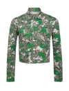 L'agence Women's Janice Paisley Cropped Denim Jacket In Grass Green Multi Small Paisley