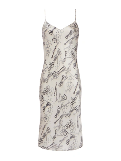L Agence Women's Jodie Chain-print Silk Dress In Pearl Multi Horse Bit Buckle