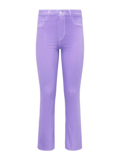 L Agence L'agence Kendra High Rise Crop Flare Jeans In Orchid In Orchid/natural Contrast Coated