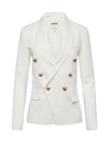 L'agence Kenzie Double-breasted Leather Blazer In Ivory