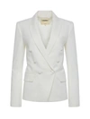L Agence Kenzie Double-breasted Blazer Jacket In White/white