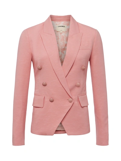 L Agence Kenzie Double Breasted Blazer In Rose Tan Tropical