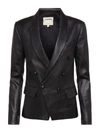 L Agence Kenzie Leather Blazer In Black