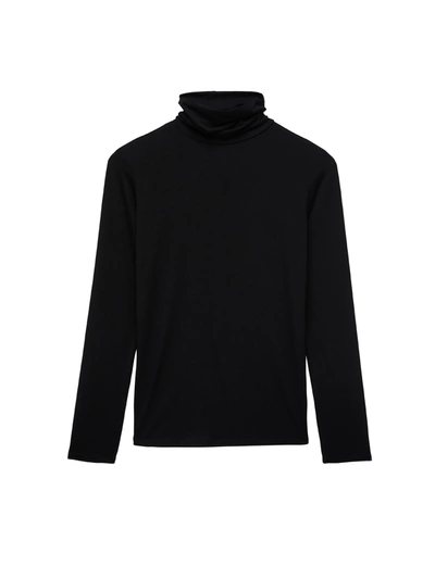 L Agence Lani Long-sleeve Turtleneck Top In Black