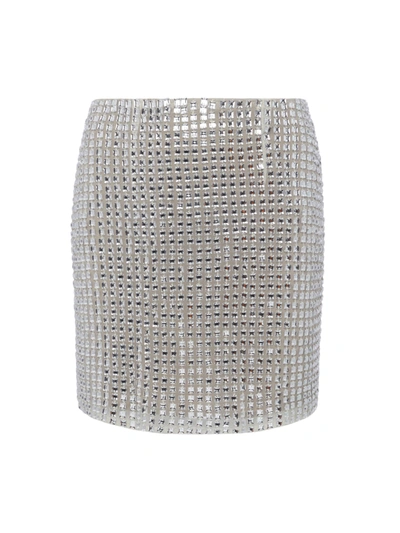 L Agence Mavi Crystal-embellished Mini Skirt In Clear Crystal