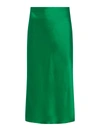 L Agence Perin Bias Cut Silk Satin Midi Skirt In Grass Green