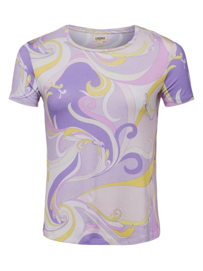 L Agence Ressi Printed Crewneck Tee In Light Orchid Saint Martin