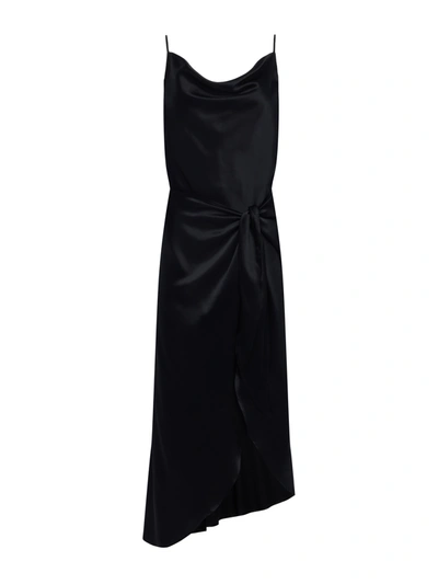 L Agence Rose Silk Sarong Midi Dress In Black