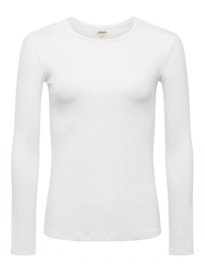 L Agence Tess Long Sleeve Tee In White Micro Modal