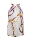 L Agence Tillie Printed Halter Top In Ivory Multi Chain Scarf