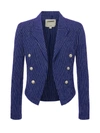 L Agence Wayne Linen Blazer In Navy/natural Stripe