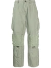 John Elliott Pre Cotton Cargo Trousers In Green